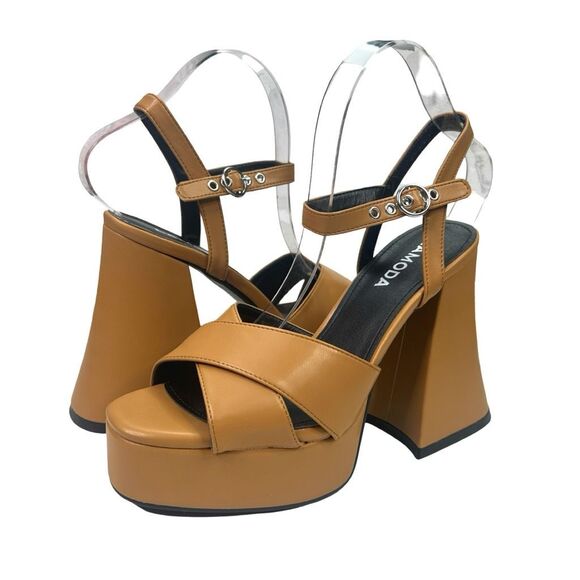 Lamoda Flared Platform Heel Sandal - Camel - Size 8 (UK6) - Picture 3 of 9